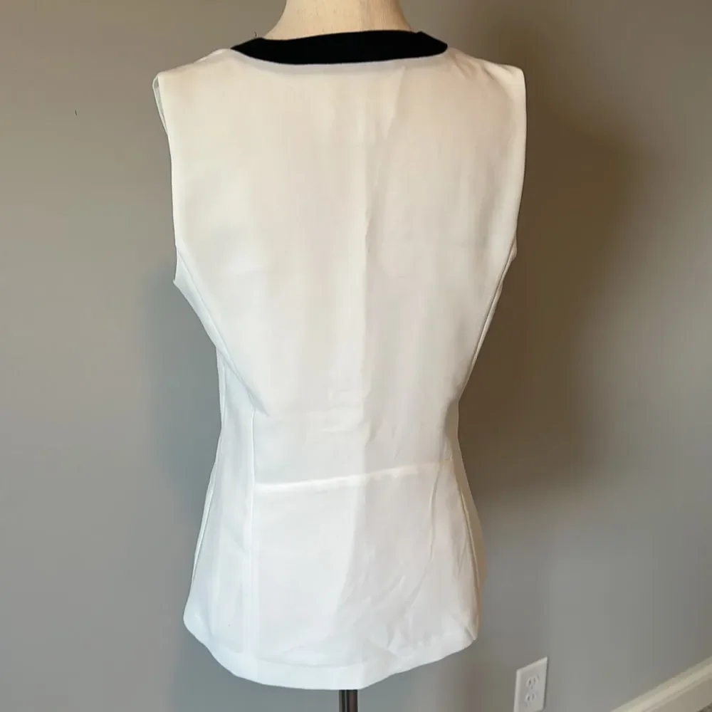 Emerson Rose sz S sleeveless V-neck blouse classic black white - Picture 4 of 7